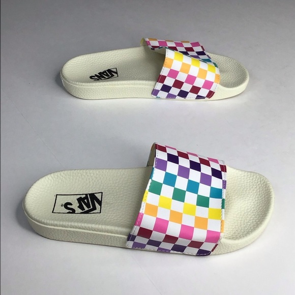Vans Rainbow Checkered Slides Size 7. - Picture 6 of 9